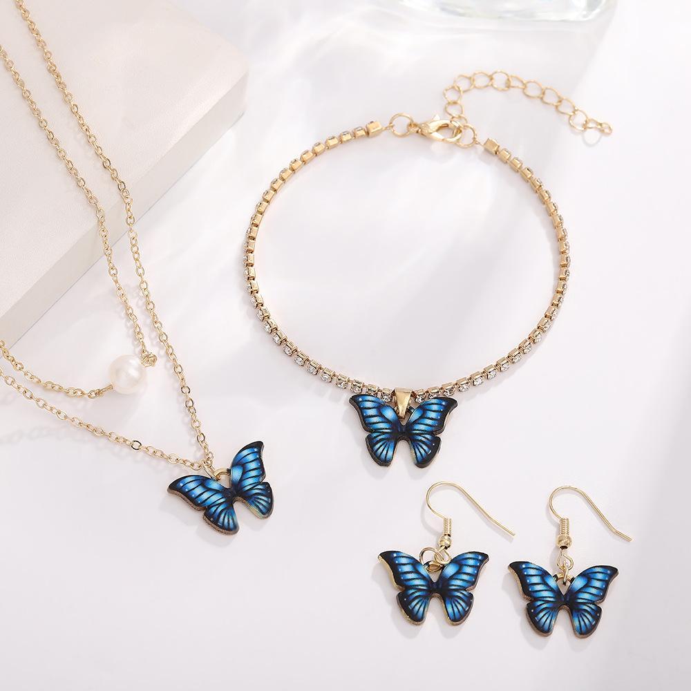 Butterfly Design Necklace, Bracelet & Earrings Set