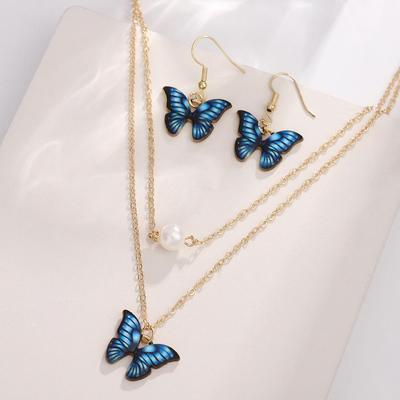 Butterfly Design Necklace, Bracelet & Earrings Set
