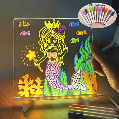 LED Glow Drawing Board for Kids – Neon Light Writing Pad with 7 Markers