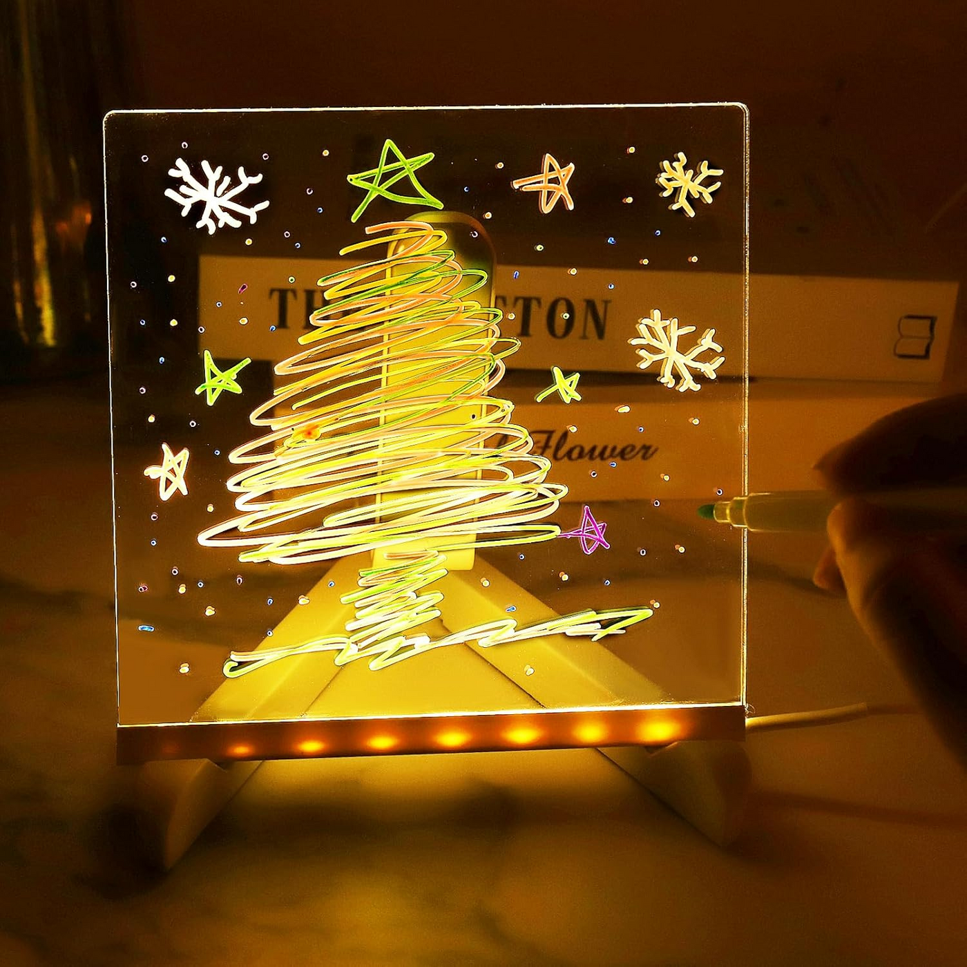 USB-LED-Note-Board-with-7-Colors-Pen-Acrylic-Glow-Memo-Message-Board-with-Light-and-Stand-Dry-Erase-Drawing-Board-with-Light-for-Office