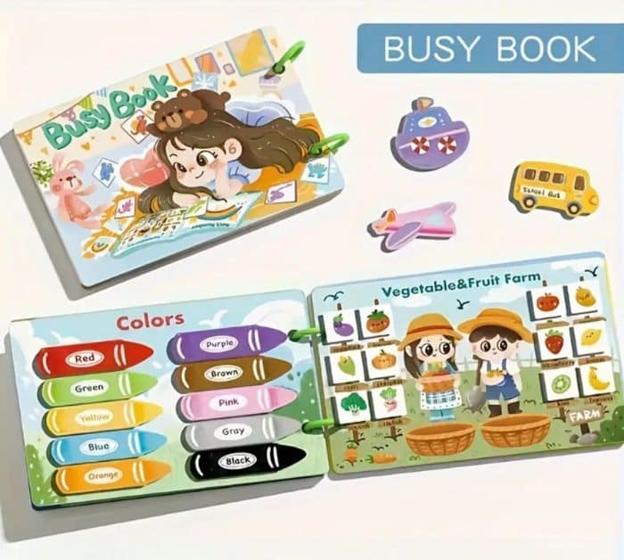Kids Learning Busy Book | Montessori Activity Book for Early Education & Play