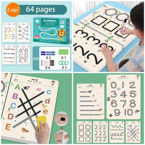 Kids Learning Tracing Book 64 Pages | Educational Writing & Activity Book