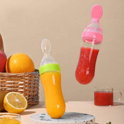 Silicone Baby Bottle with Spoon Feeder