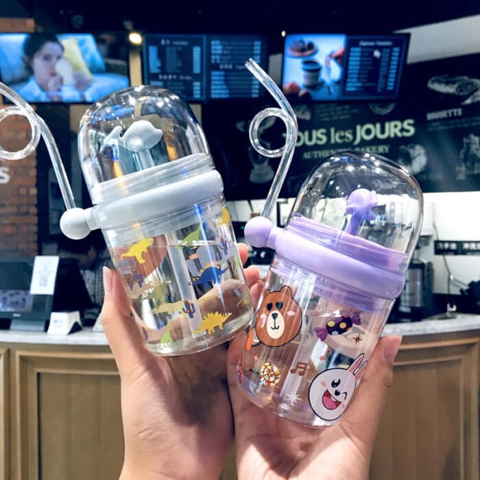 Baby Water Bottle with Straw | Cartoon Whale Kids Drinking Cup
