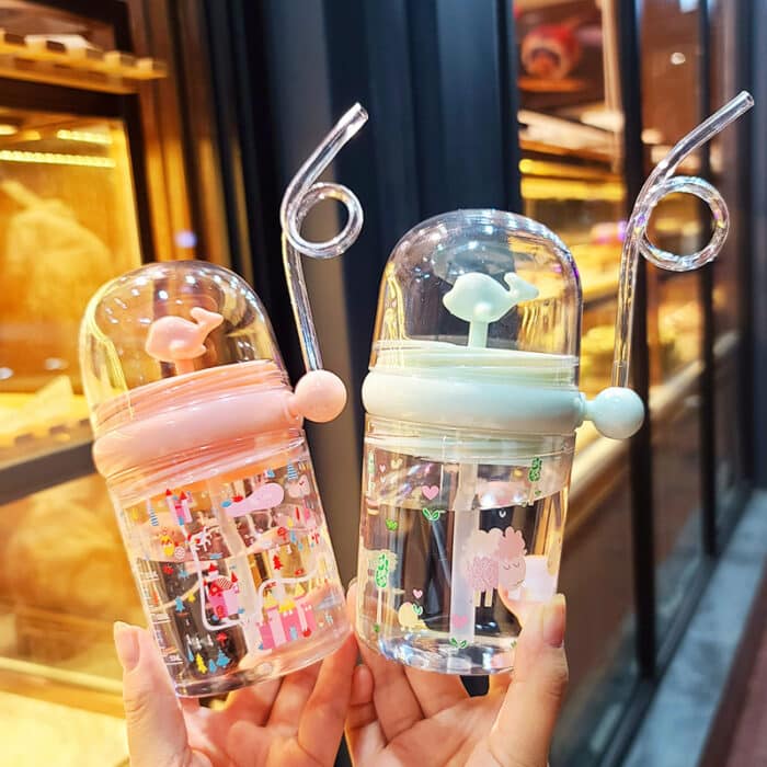 Baby Water Bottle with Straw | Cartoon Whale Kids Drinking Cup