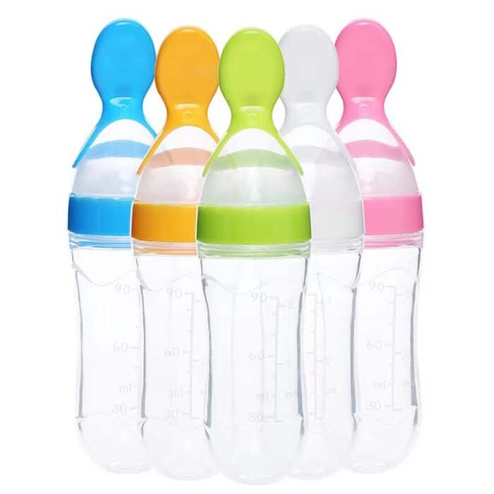 Silicone Baby Bottle with Spoon Feeder