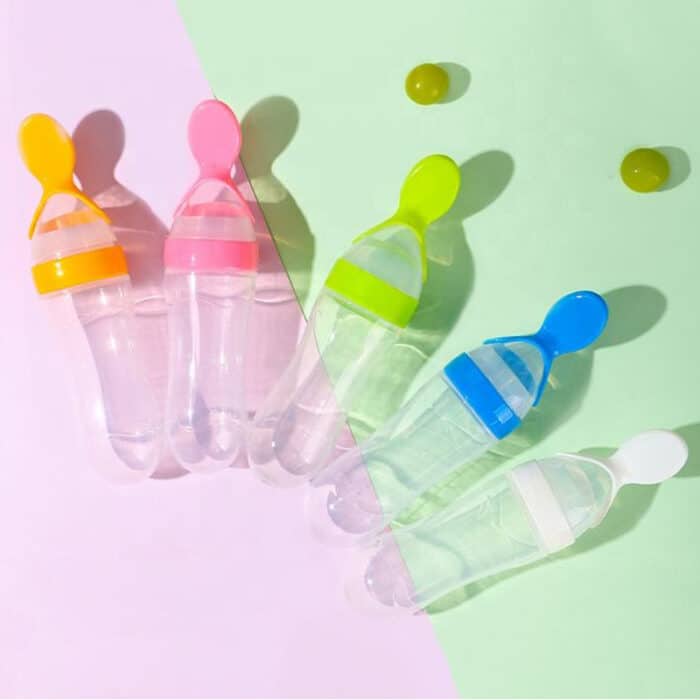 Silicone Baby Bottle with Spoon Feeder
